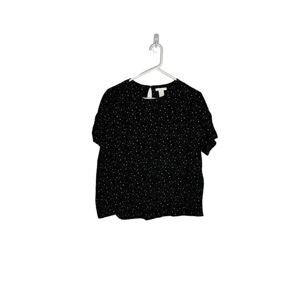 H&M Brand Stars Print Blouse Black Size 8 - Picture 1 of 5